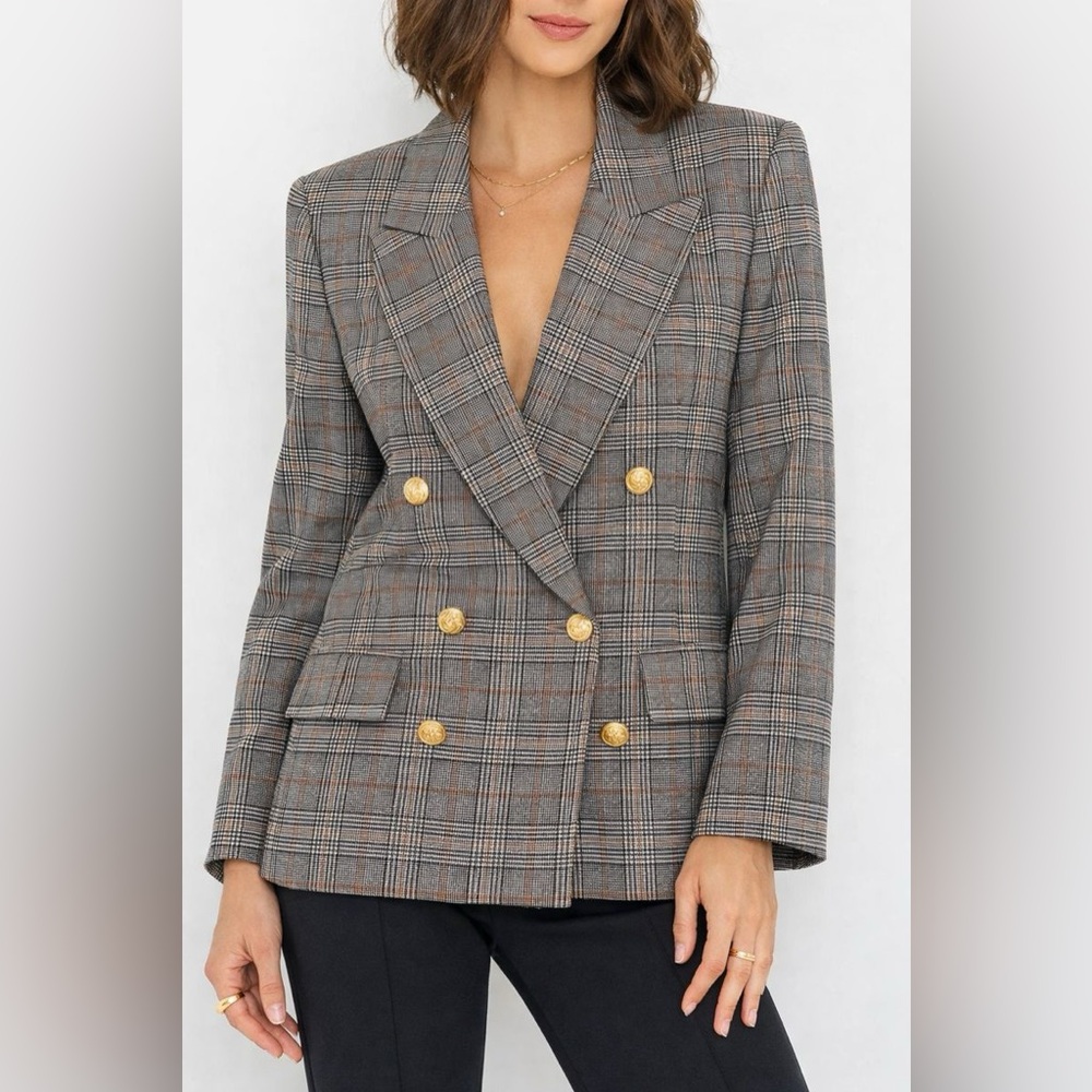 PENDLETON Vintage Double Breasted Plaid Wool Blaz… - image 1